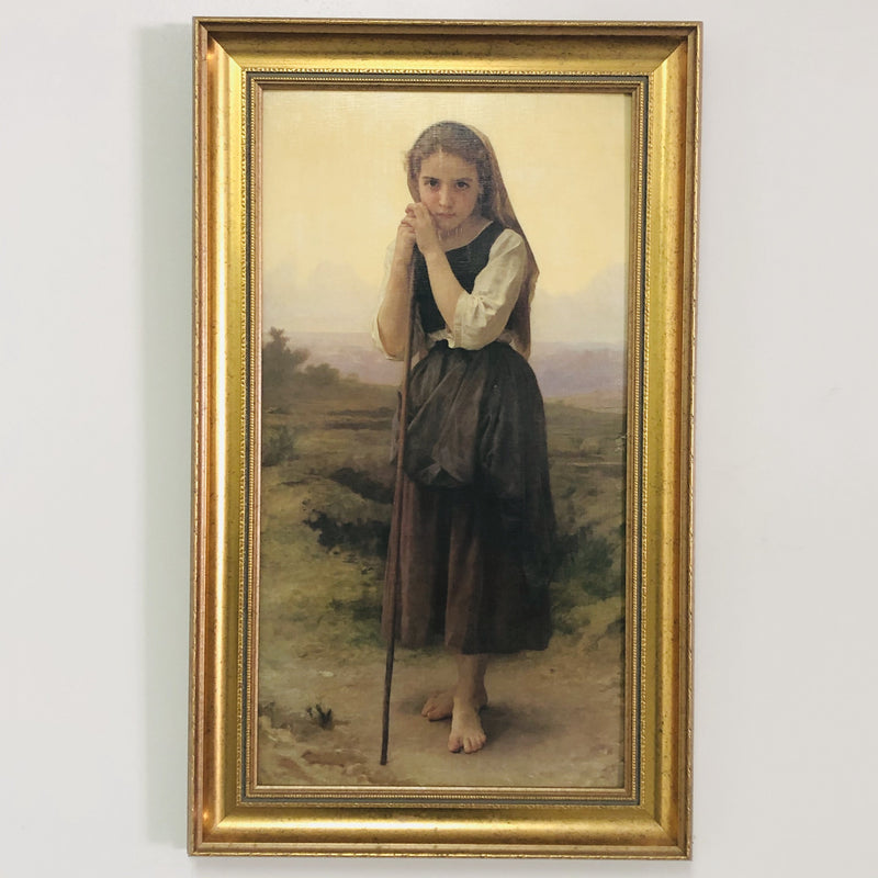 William Bouguereau 1891 A Little Shepherdess Framed 30.5"x18.5" Print