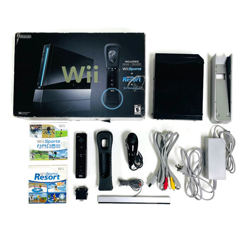 Nintendo Wii Black System Console Wii Sports Resort Bundle RVL-101