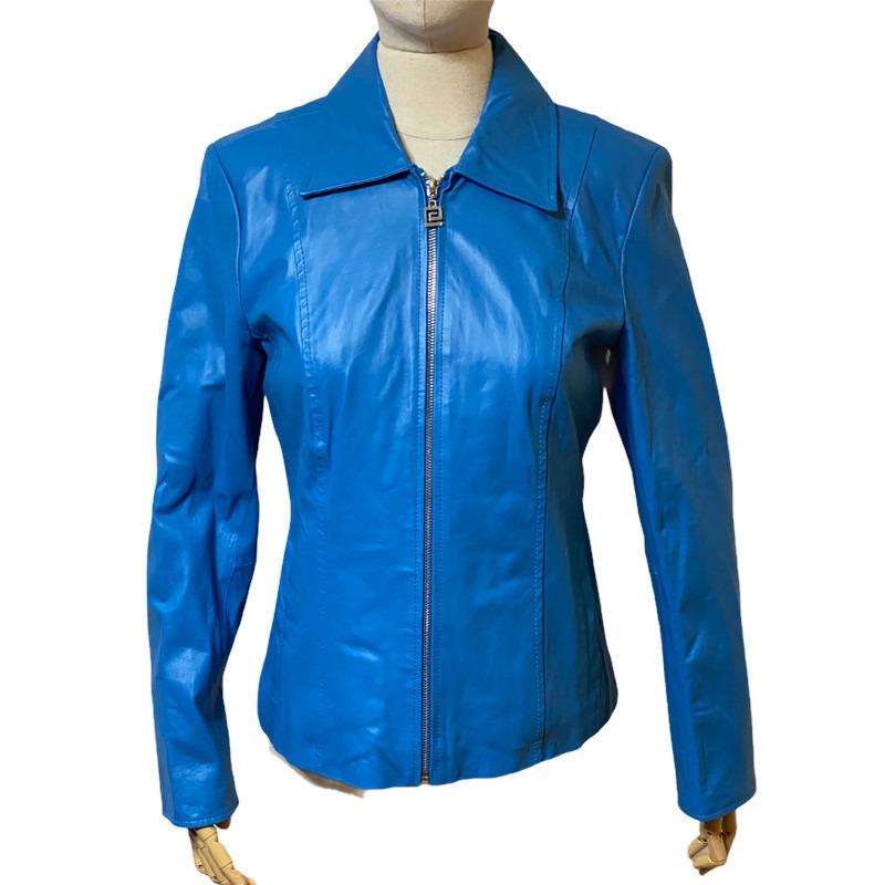 Pamela McCoy Womens Leather Zip Up Jacket
