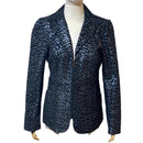 Pamela McCoy Womens Leather Black Silver Pattern Zip Up Jacket