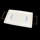 Corning Ware Blue Cornflower Bake Broil Serving Tray P-35-B w/ Cradle Rack