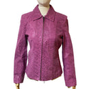 Pamela McCoy Womens Leather Snakeskin Zip Up Jacket