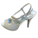 Fioni Night Womens Silver Glittery High Heel Shoes