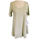 LuLaRoe Womens Green Pink Leaves Perfect T Shirt