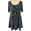 LuLaRoe Womens Blue Multi Colored Flowered Perfect T Shirt