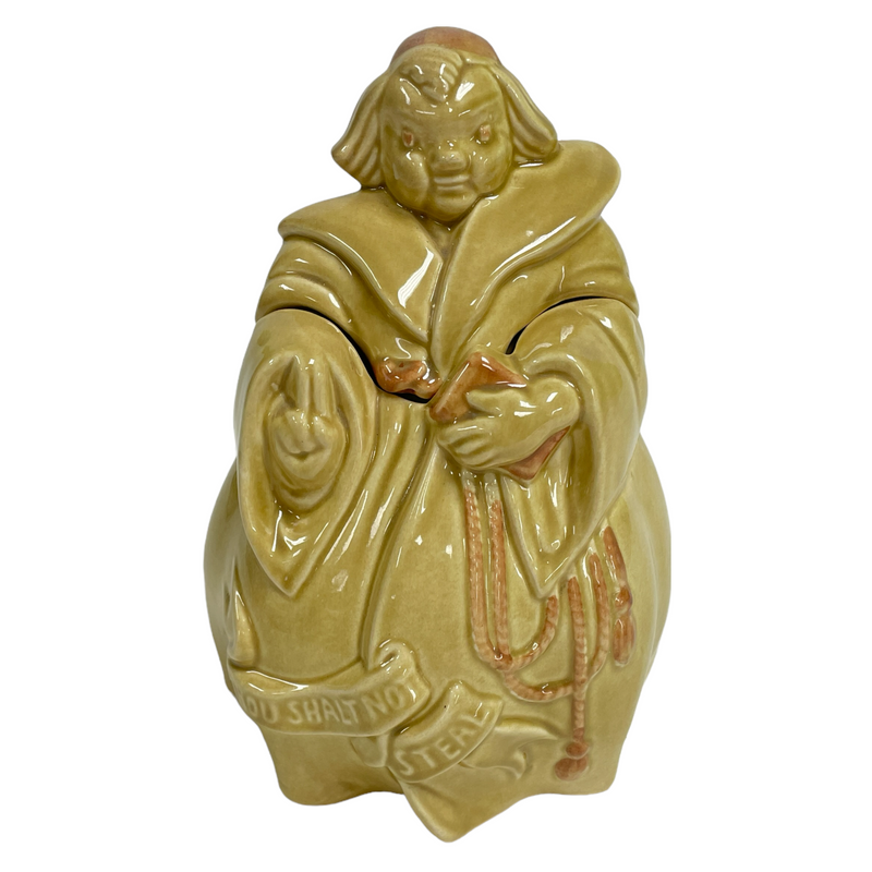 Red Wing Pottery Friar Tuck Monk Thou Shall Not Steal Tan Beige 10.5" Cookie Jar