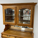 Pacific Frames Ind. Oak Wood 2 Pc 79" Kitchen Buffet China Hutch Display Cabinet
