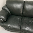 90" Dark Forest Green Leather Pillow Top Arm Sofa Couch