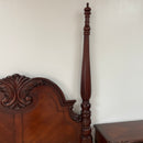 Florida Furniture Industries Mahogany Cherry Wood 2 Post Queen Headboard w/ Metal Bed Frame