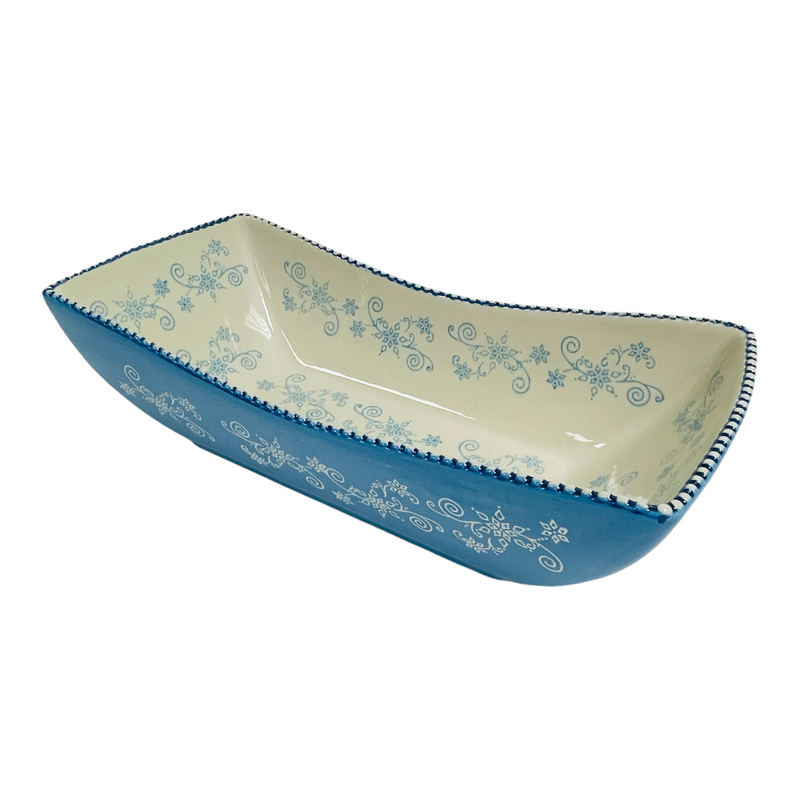 Temp-Tations Seasonal Blue White Lace Rectangle Baking 3 Qt Serving Dish