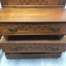 1800s Oak Solid Wood 3 Lock Drawer Dresser w/ Mirror & Key