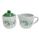 Corelle By Corning Callaway Green Ivy Sugar Bowl & Creamer Set