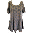 LuLaRoe Womens Blue Brown Design Perfect T Shirt