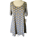 LuLaRoe Womens Yellow Blue Flowered Perfect T Shirt