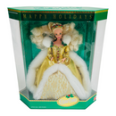 Barbie Mattel Happy Holidays Special Edition 1994 White Gold Dress Doll 12155
