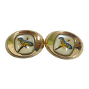 Pheasants Flying Under Glass Gold Tone Cufflinks