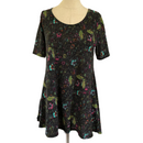 LuLaRoe Womens Black Flowered Perfect T Shirt