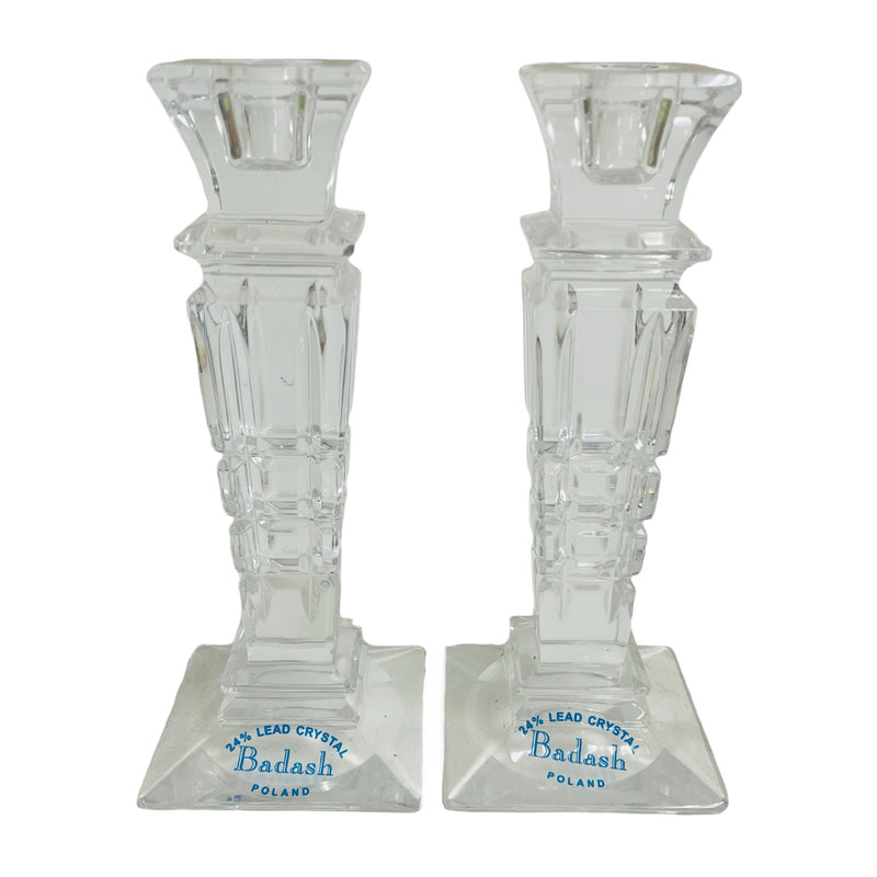 (2) Badash 24% Lead Crystal Glass 6" Candlestick Candle Holder