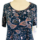 LuLaRoe Womens Blue Pink Paisley Perfect T Shirt