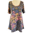 LuLaRoe Womens Gray Multi Color Flowered Perfect T Shirt