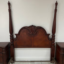 Florida Furniture Industries Mahogany Cherry Wood 2 Post Queen Headboard w/ Metal Bed Frame