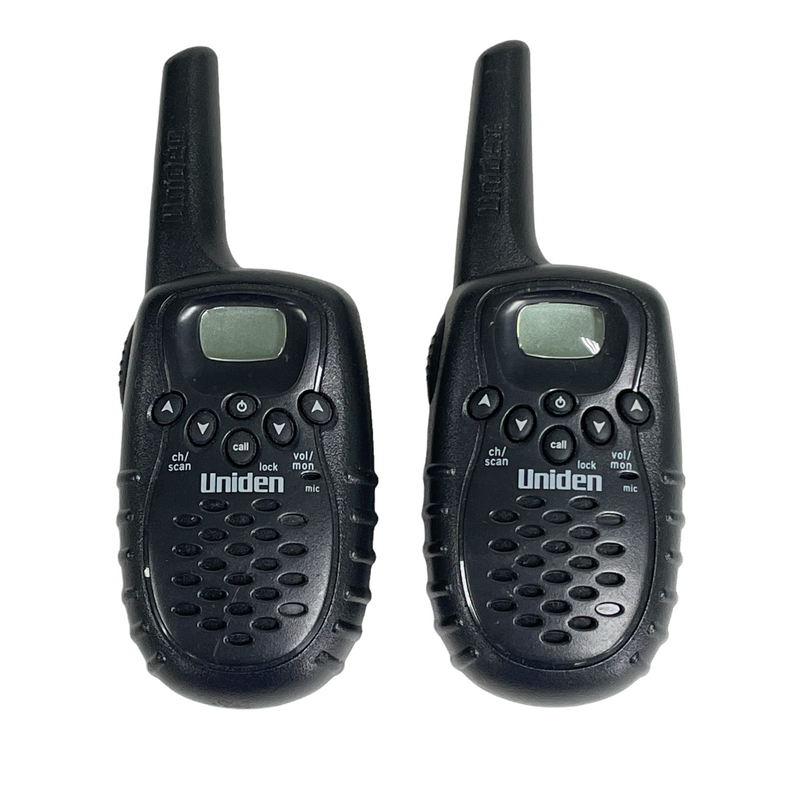 (2) Uniden Black Compact 22 Channel Two Way Radio Walkie Talkies GMR325-2