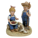 Homco "Denim Days" 1985 "Summer Harvest" Debbie & Danny Figurine 1507