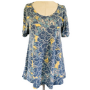 LuLaRoe Womens Bluish Gray Flowered Perfect T Shirt