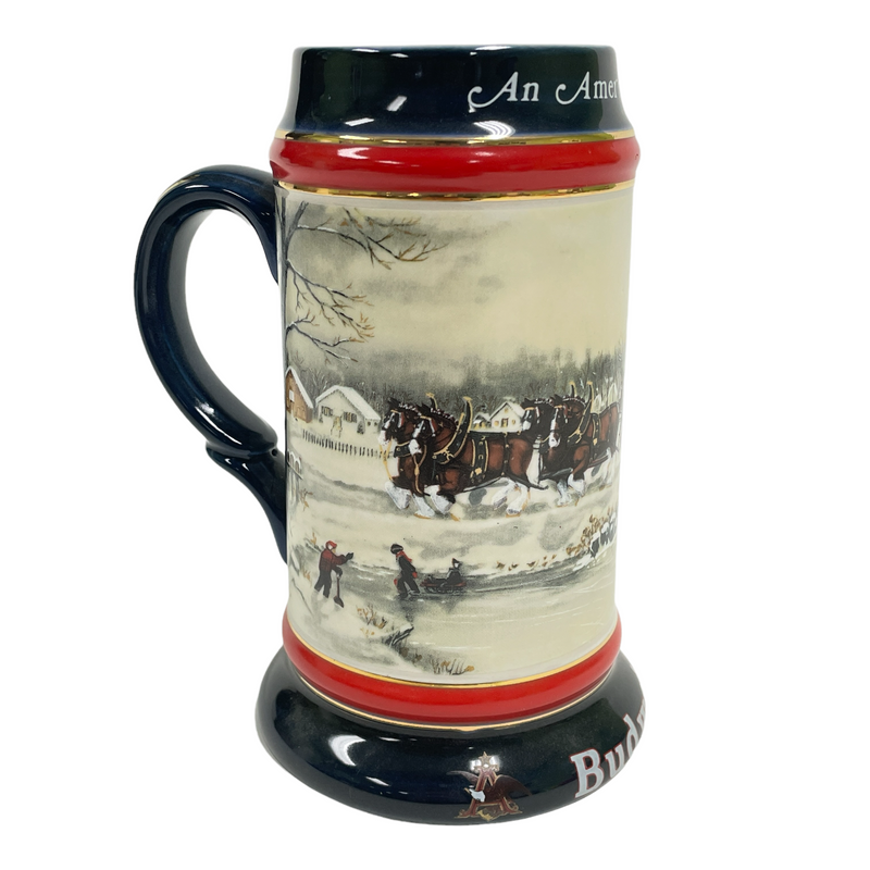 Budweiser 1990 Collector's Series An American Tradition Holiday Beer Stein Mug