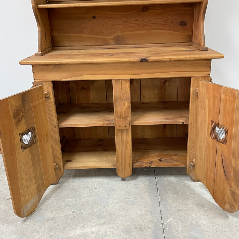 66.5" Pine Wood 2 Pc Kitchen Hutch Display Cabinet