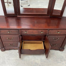 Florida Furniture Industries Mahogany Cherry Wood Triple Dresser w/ Mirror