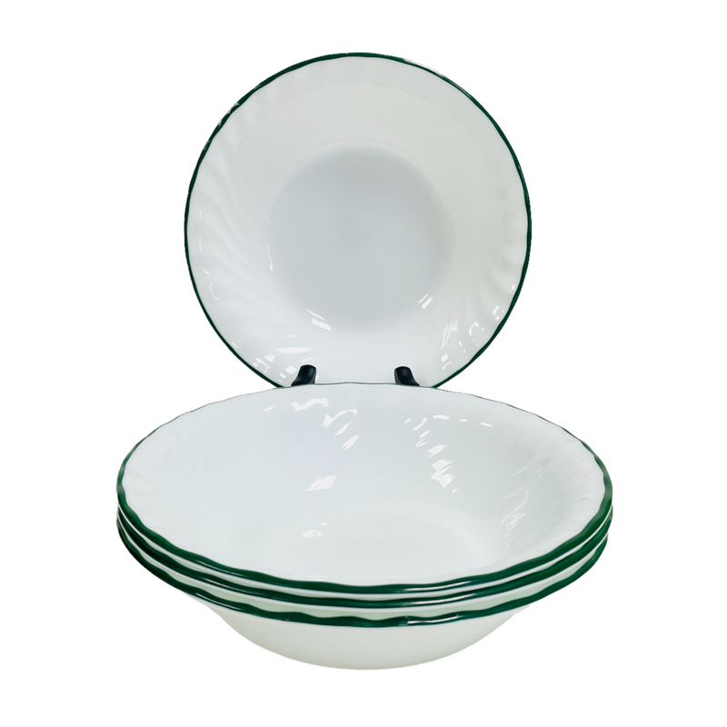(4) Corelle By Corning Callaway Green Ivy 7 1/4" Cereal Soup Bowls