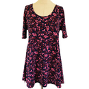 LuLaRoe Womens Navy Blue Pink Leaves Perfect T Shirt