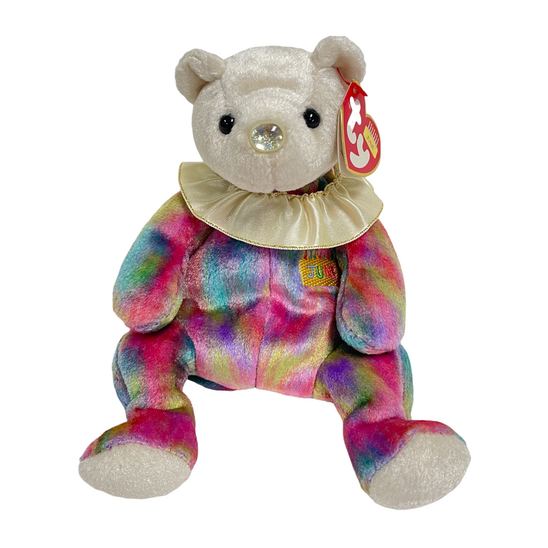 TY Beanie Babies Pearl June Birthday Bear 8" Stuffed Toy Beanbag Plush
