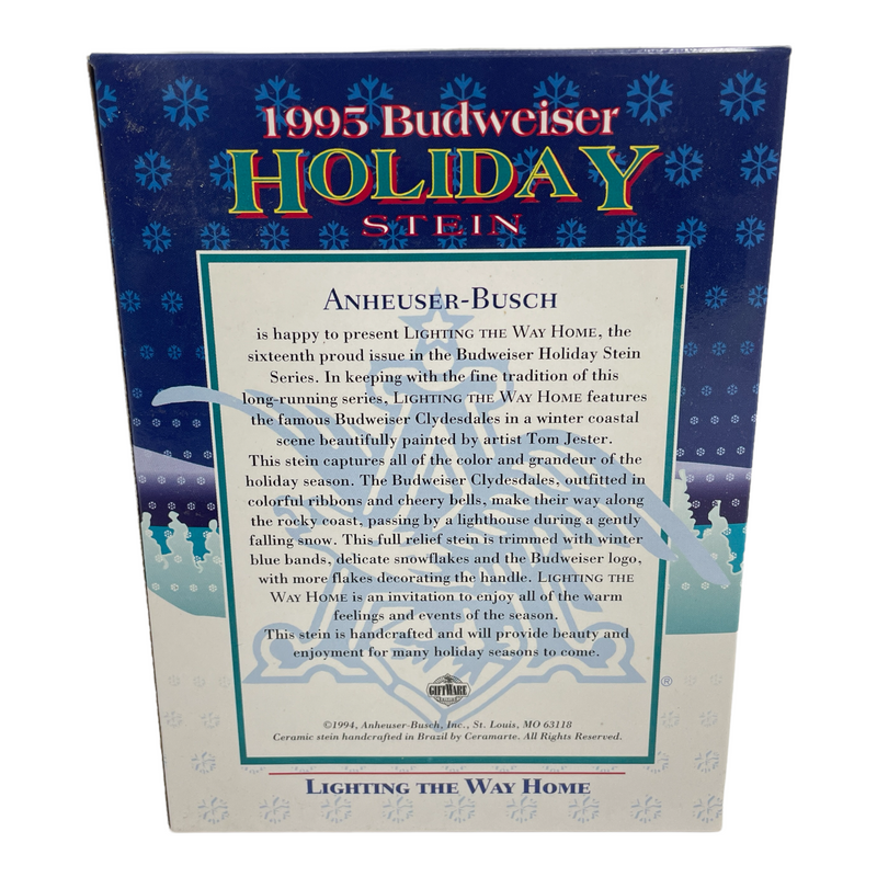 Budweiser 1995 Lighting The way Home Holiday Beer Stein Mug