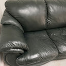 90" Dark Forest Green Leather Pillow Top Arm Sofa Couch