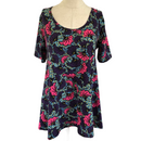 LuLaRoe Womens Purple Pink Flowered Perfect T Shirt