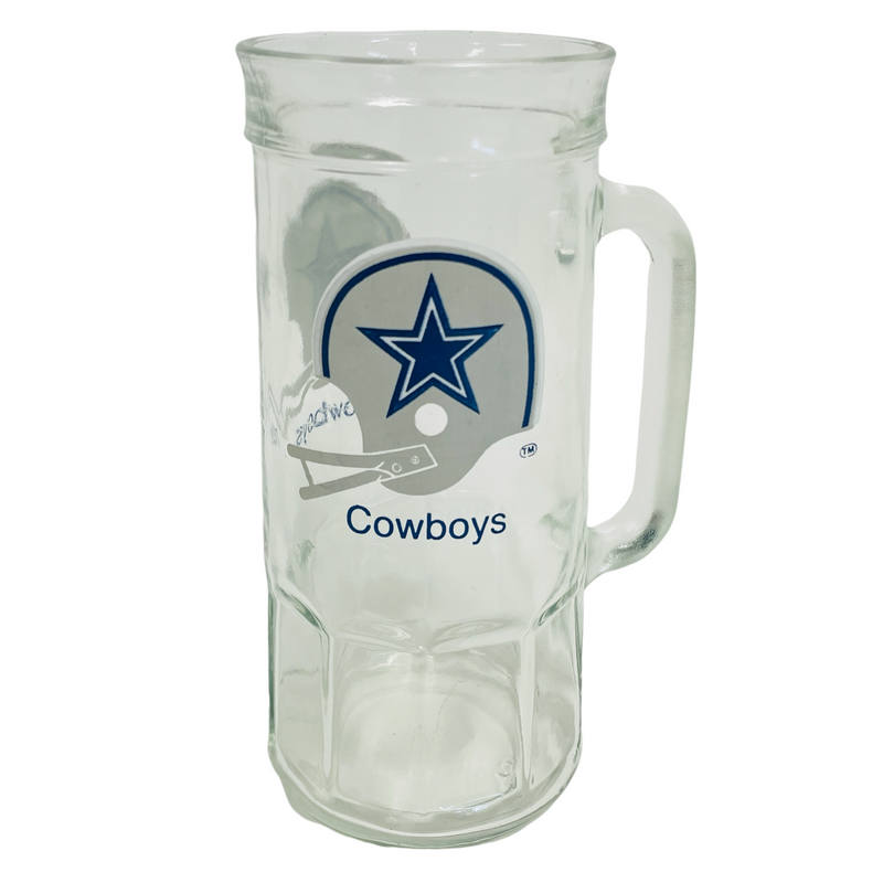 Fisher Peanut Jar Dallas Cowboys NFL Football Vintage 7" Glass 18 oz Beer Stein Mug