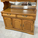 Pacific Frames Ind. Oak Wood 2 Pc 79" Kitchen Buffet China Hutch Display Cabinet