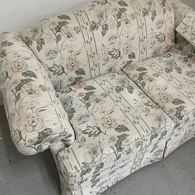 JCPenney White Pink Flowers Floral 2 Seat Sofa Couch Loveseat