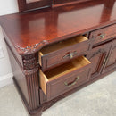 Florida Furniture Industries Mahogany Cherry Wood Triple Dresser w/ Mirror
