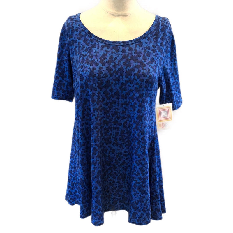 LuLaRoe Womens Blue Flowered Perfect T Shirt