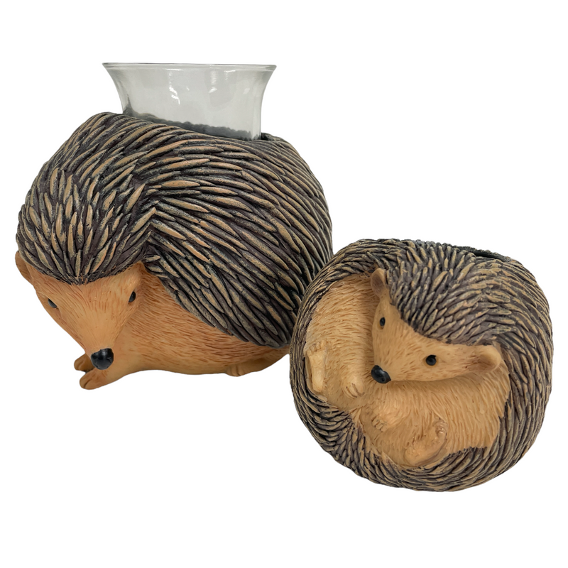 PartyLite Nature Love Baby P91560 Mama P91558 Hedgehog Candle Holders