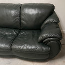 90" Dark Forest Green Leather Pillow Top Arm Sofa Couch