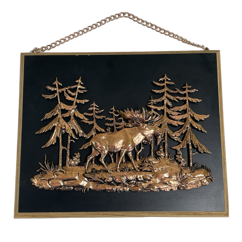 A&F Canada Copper Toned Moose 3-D Relief Art 11x9" Wall Hanging Plaque