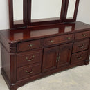 Florida Furniture Industries Mahogany Cherry Wood Triple Dresser w/ Mirror