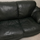90" Dark Forest Green Leather Pillow Top Arm Sofa Couch