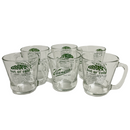 (6) Vernors Green Print Great Hot or Cold Vintage 8 oz Glass Mugs