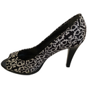 N by Nicole Miller Womens Black White Pattern Peep Toe High Heel Pump Stiletto Shoes