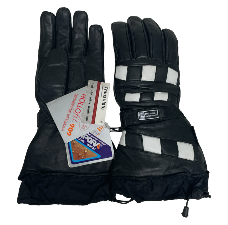3M Thermal Black White Checkered Leather Snow Snowmobile 5 Finger Gloves